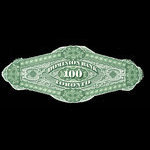 Canada, Dominion Bank, 100 dollars <br /> 1 octobre 1873
