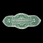 Canada, Metropolitan Bank, 5 dollars <br /> 1872