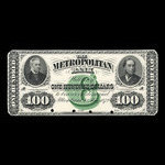 Canada, Metropolitan Bank, 100 dollars <br /> 1 mai 1872