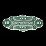 Canada, Royal Canadian Bank, 10 dollars <br /> 1 juillet 1872