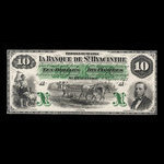 Canada, Banque de St. Hyacinthe, 10 dollars <br /> 2 janvier 1874