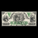 Canada, Banque de St. Jean, 5 dollars <br /> 1 septembre 1873
