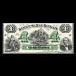 Canada, Banque St. Jean Baptiste, 4 dollars <br /> 24 juin 1875