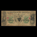 Canada, Banque du Peuple (People's Bank), 5 dollars <br /> 6 novembre 1885