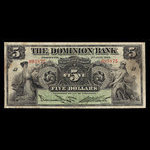Canada, Dominion Bank, 5 dollars <br /> 2 janvier 1925
