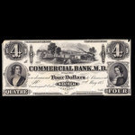 Canada, Commercial Bank of the Midland District, 4 dollars <br /> 2 mai 1854
