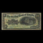 Canada, Sterling Bank of Canada, 20 dollars <br /> 25 avril 1906