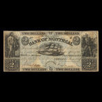 Canada, Banque de Montréal, 2 dollars <br /> 5 juin 1837