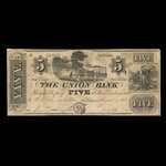 Canada, Union Bank, 5 dollars <br /> 1 août 1838