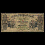 Canada, Exchange Bank of Canada, 10 dollars <br /> 1 novembre 1872