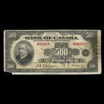 Canada, Banque du Canada, 500 dollars <br /> 1935