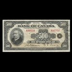 Canada, Banque du Canada, 500 dollars <br /> 1935