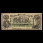Canada, Royal Canadian Bank, 2 dollars <br /> 26 juillet 1865