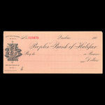 Canada, People's Bank of Halifax, aucune dénomination <br /> 1909