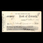 Canada, Bank of Toronto (The), 13 dollars, 42 cents <br /> 1 octobre 1866