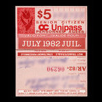Canada, OC Transpo, 5 dollars <br /> juillet 1982