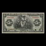 Canada, Barclays Bank, 5 dollars <br /> 2 janvier 1935
