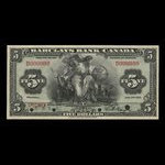 Canada, Barclays Bank, 5 dollars : 2 janvier 1935