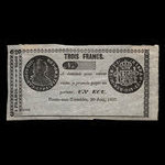 Canada, J.B. Cadieux, 3 francs <br /> 20 juin 1837