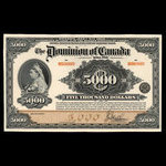 Canada, Dominion du Canada, 5,000 dollars <br /> 2 janvier 1918