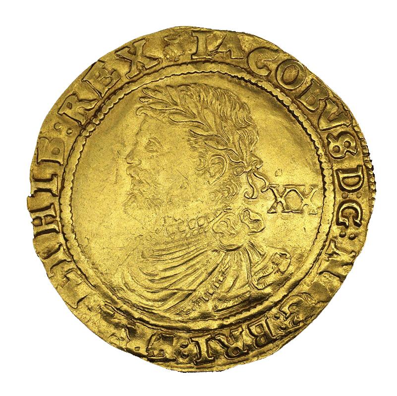 Pièce d’or à l’effigie d’un roi coiffé d’une couronne et portant une couronne de laurier dans les cheveux.