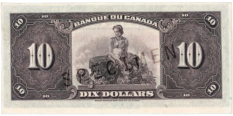 Billet de banque violet foncé, motifs géométriques complexes, femme en robe assise au milieu de légumes et tenant une faux.