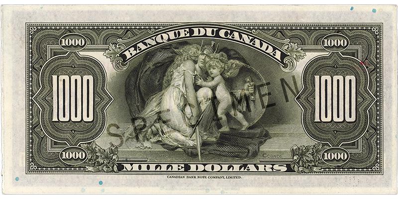 Billet de banque vert pâle, motifs géométriques complexes, femme portant une robe et un casque, qui protège un enfant avec son bouclier.