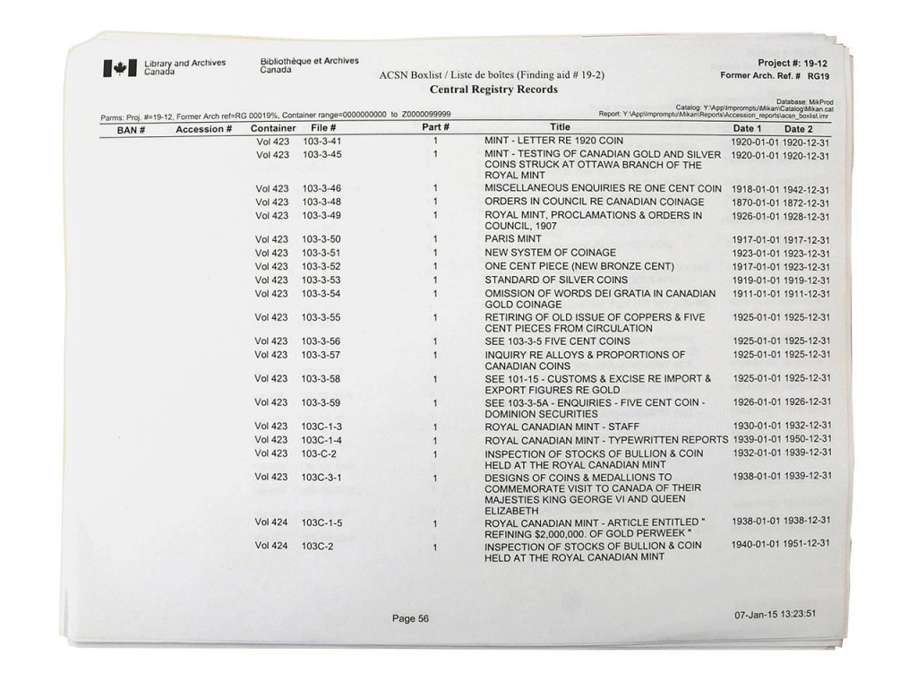 liste d’archives