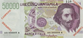 billet de banque italien à l’effigie de Gian Lorenzo Bernini