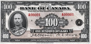 billet de banque canadien de 100 $ à l’effigie du prince Henri, 1935