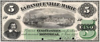 billet de la Banque Ville-Marie à l’effigie de Champlain