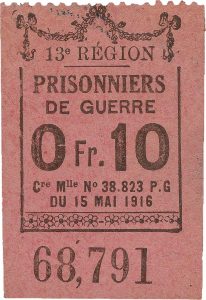 bon d’une valeur de 10 centimes provenant d’un camp de prisonniers de guerre français 