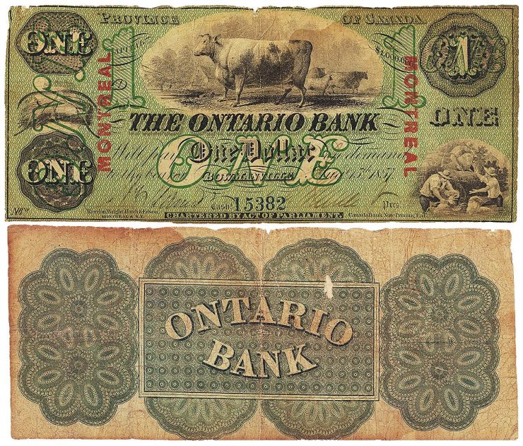 billet de 1 $ de l’Ontario Bank