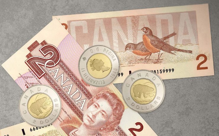pièces et billets de 2 $ du Canada