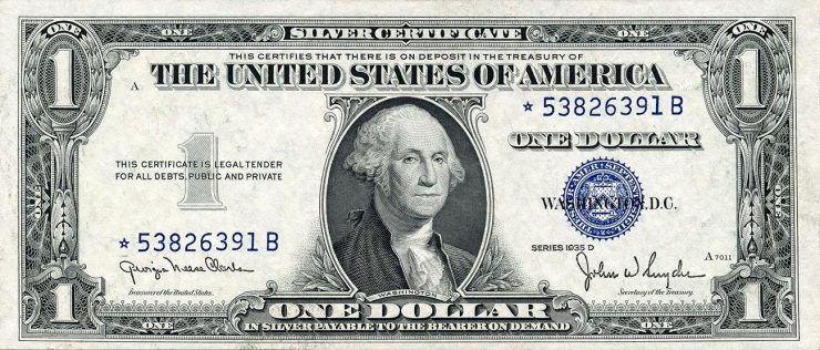 billet américain de 1 $ émis en 1935