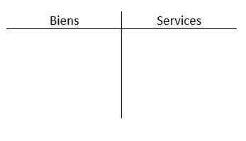 Tableau à deux colonnes intitulées Biens et Services