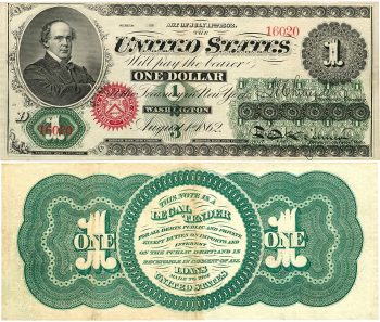 Billet de banque, encre noire au recto, motifs géométriques complexes en vert au verso. 
