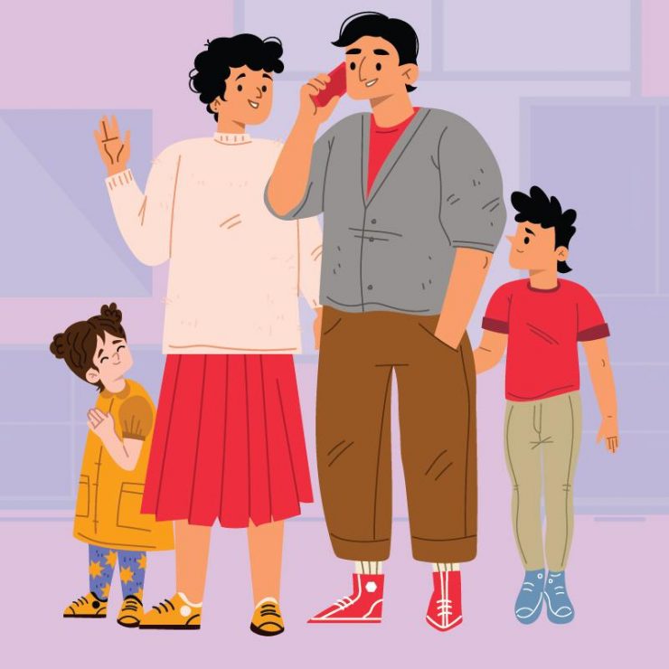 Image : Famille latino-américaine composée d’un père, d’une mère, d’une fille et d’un fils