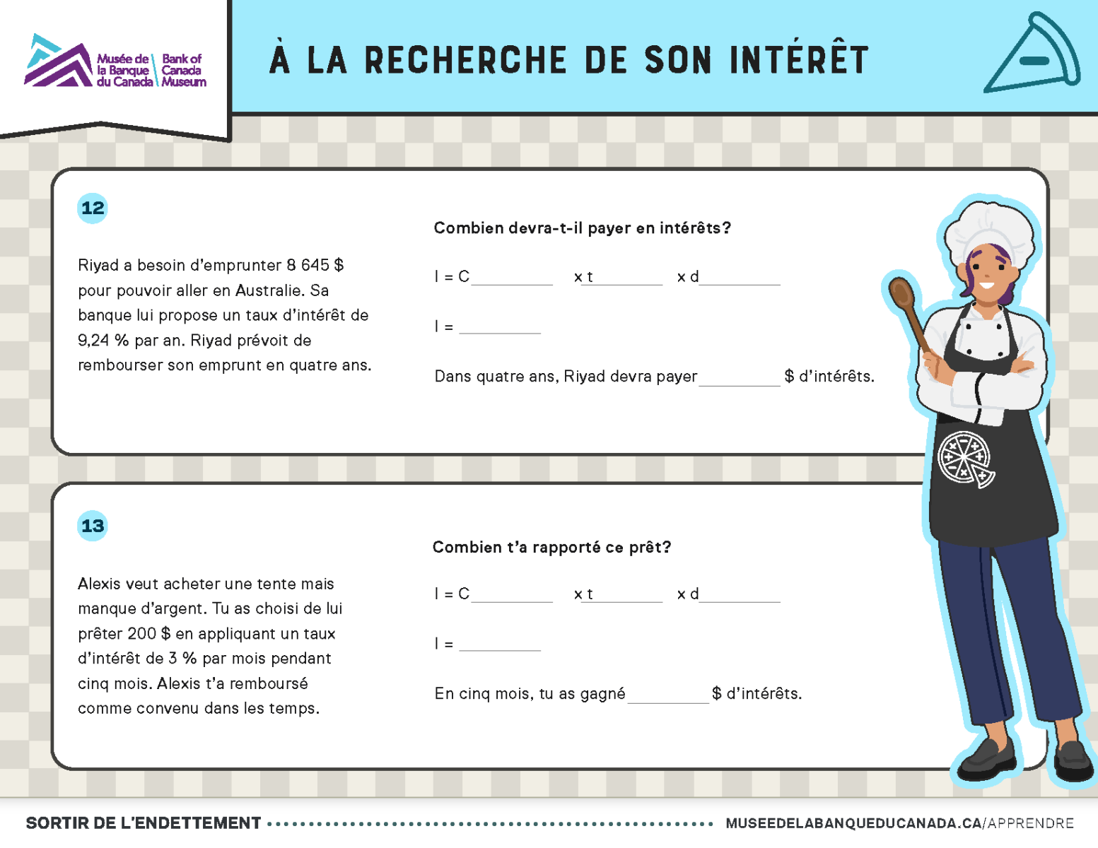 Quatre feuilles de travail avec des problèmes mathématiques.