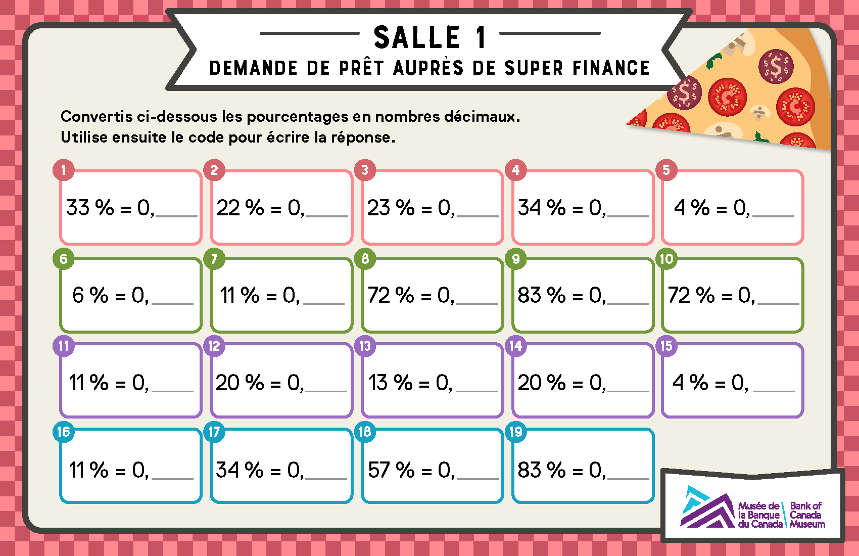Cinq casse-têtes ayant pour thème un restaurant.