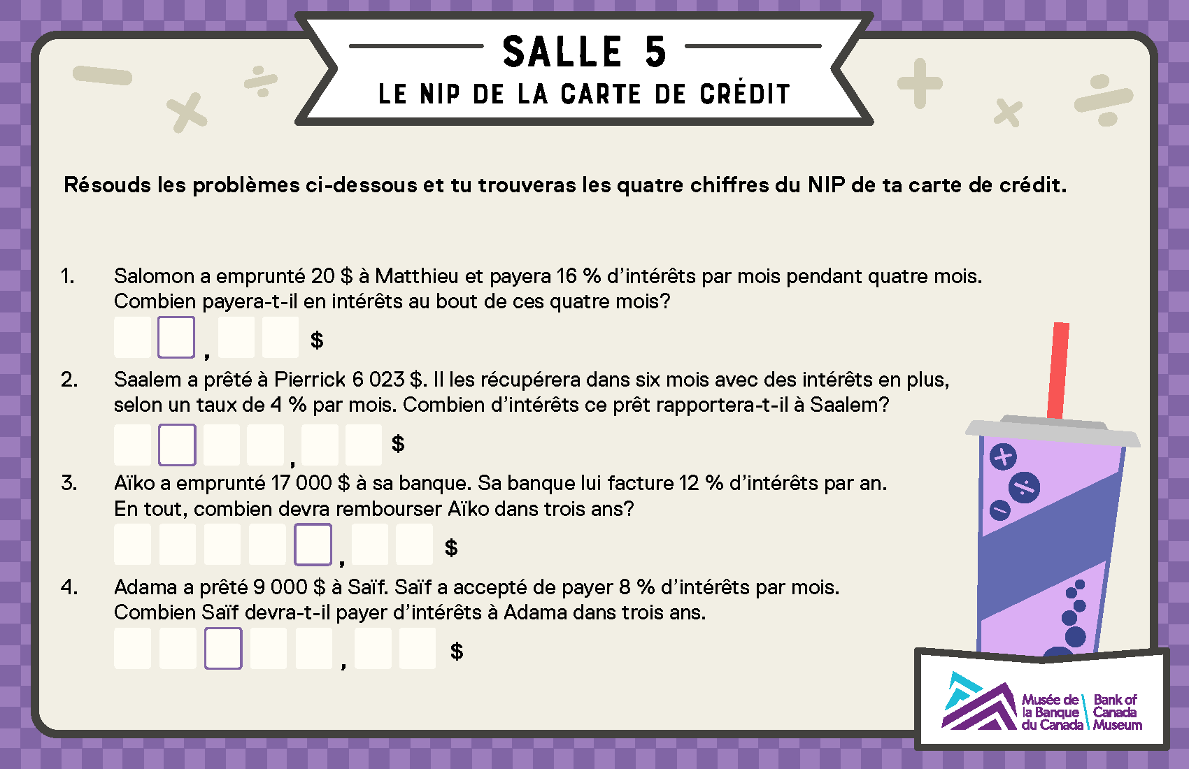 Cinq casse-têtes ayant pour thème un restaurant.