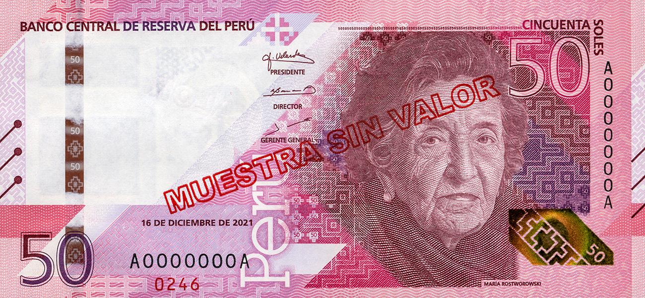 Billet de banque rose orné du portrait d’une femme âgée aux cheveux courts ondulés, portant une écharpe et faisant face vers l’avant.