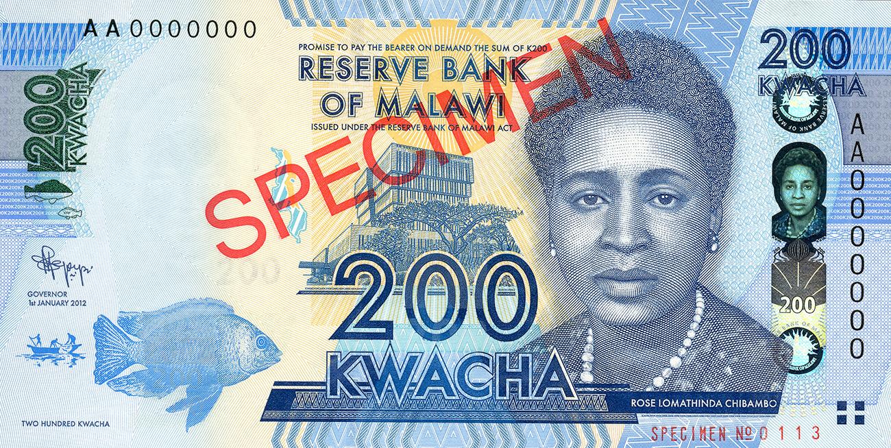 Billet de banque bleu orné du portrait d’une femme faisant face vers l’avant aux cheveux bouclés courts et portant un collier de perles.