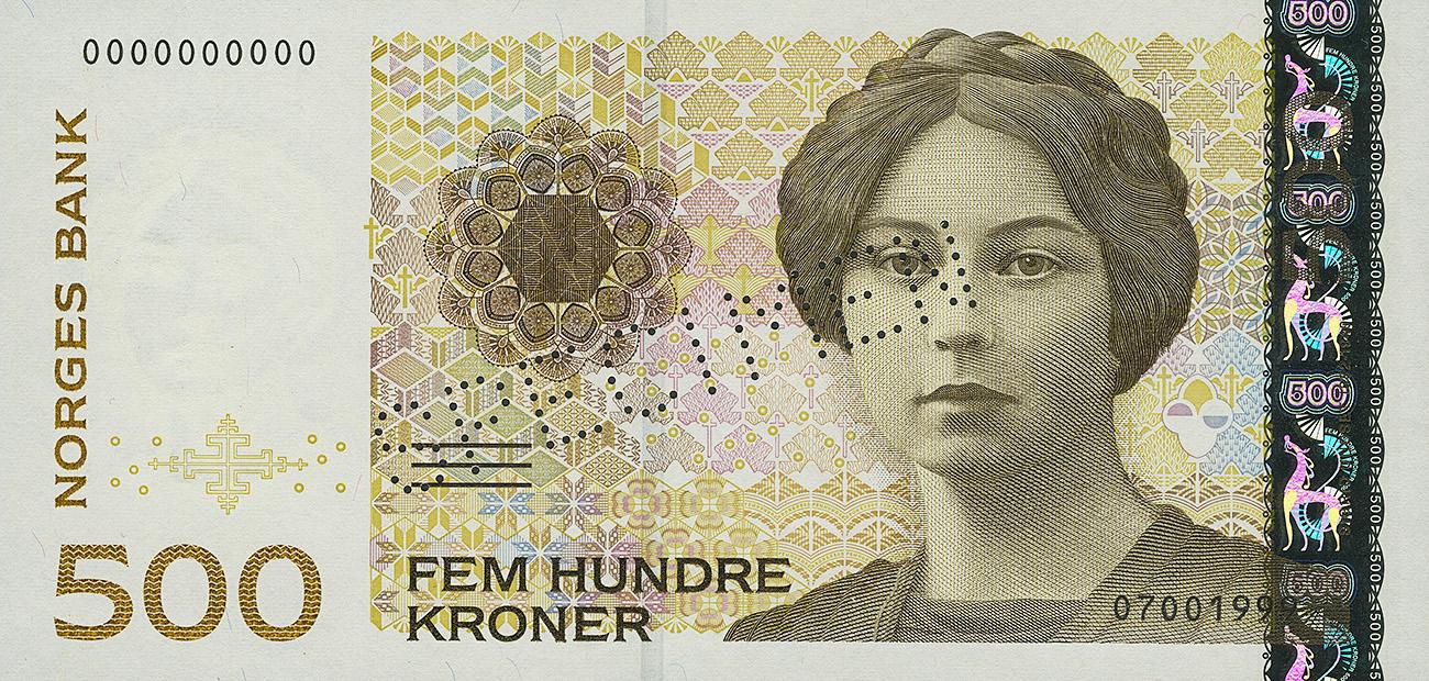 Billet de banque jaune orné du portrait d’une jeune femme tournée vers l’avant, cheveux tirés vers l’arrière avec une tresse sur le dessus.